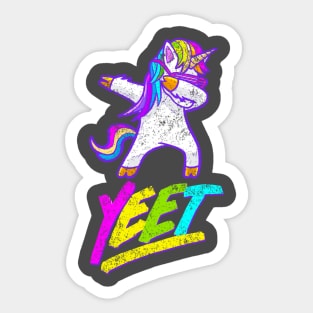 Yeet! it's a dabbing rainbow unicorn Sticker